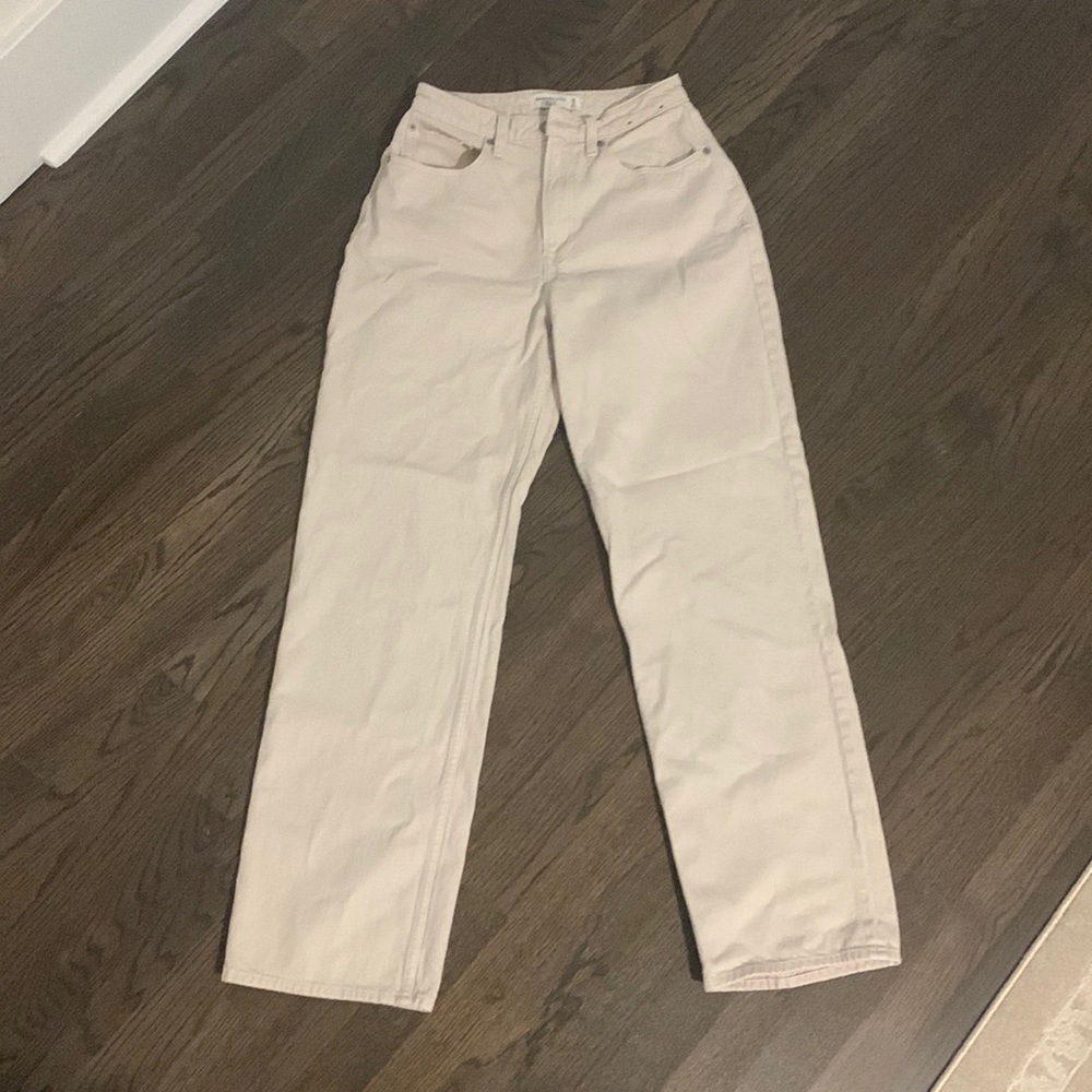 Abercrombie The Loose High Rise Jeans in Cream, Relaxed 90s Fit, Curve Love